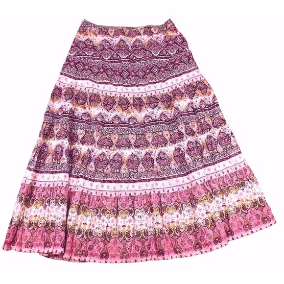 Emma James Womens Skirt Tiered Pink Boho Vintage Style Geometric Size 12  JH1044 - Picture 2 of 4